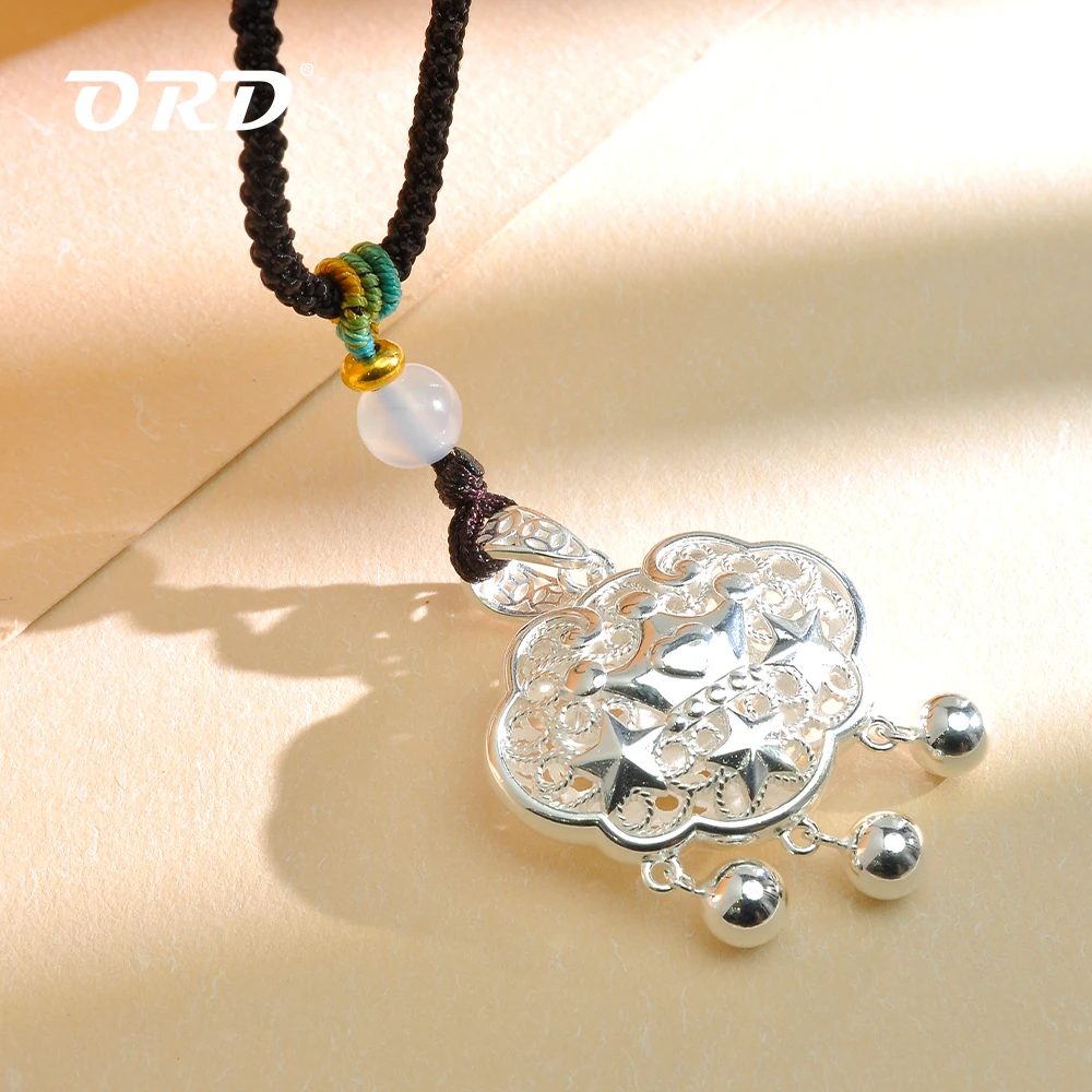 吊坠足银 足银吊坠时尚项链挂坠项坠锁包百搭小众星星皇冠