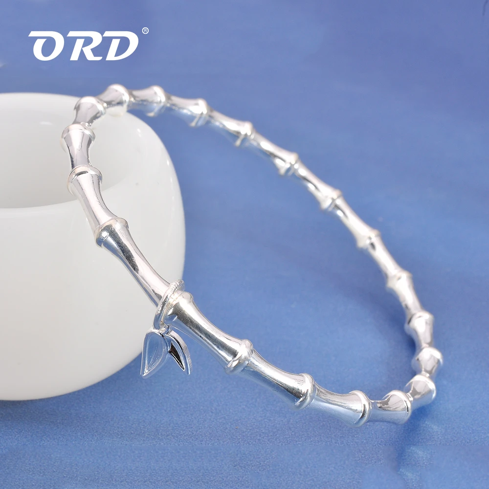 足银手镯 欧瑞德足银竹节节节高手饰闭口银镯子百搭实心中秋