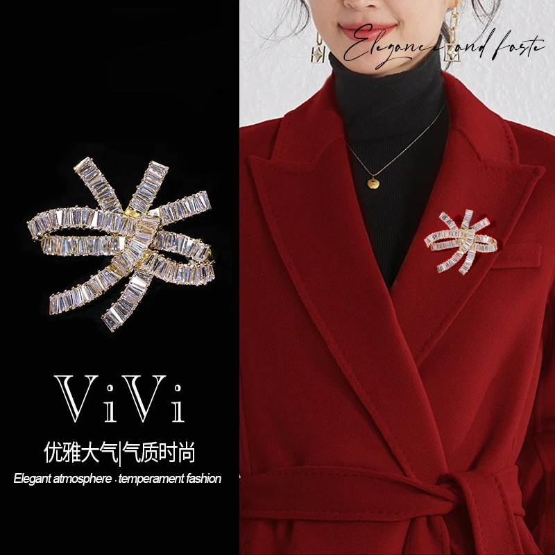 铜合金合成锆石胸针 【半生雪】商务时尚优雅大气奢华胸针-XZ243