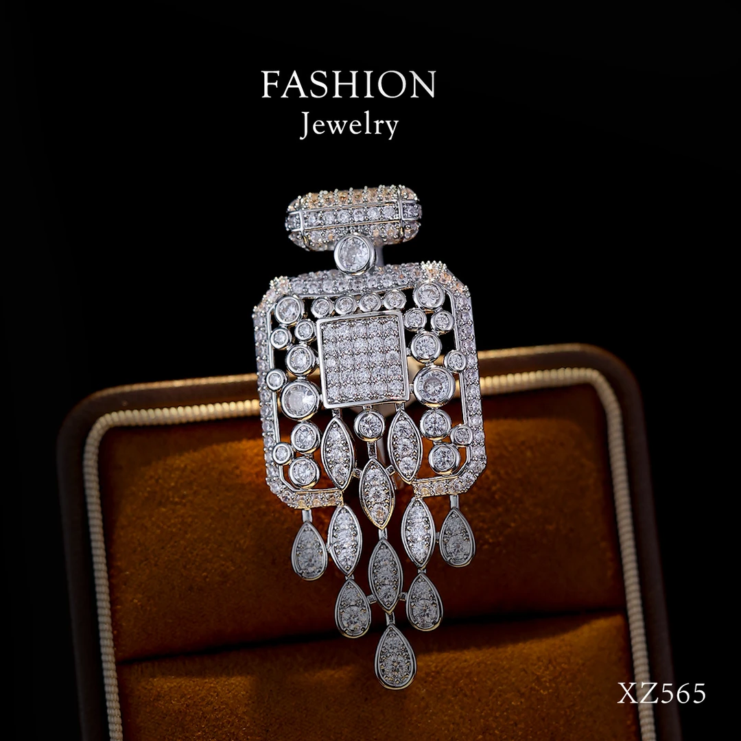 铜合金合成锆石胸针 高档香水瓶胸针女士高级胸花XZ565