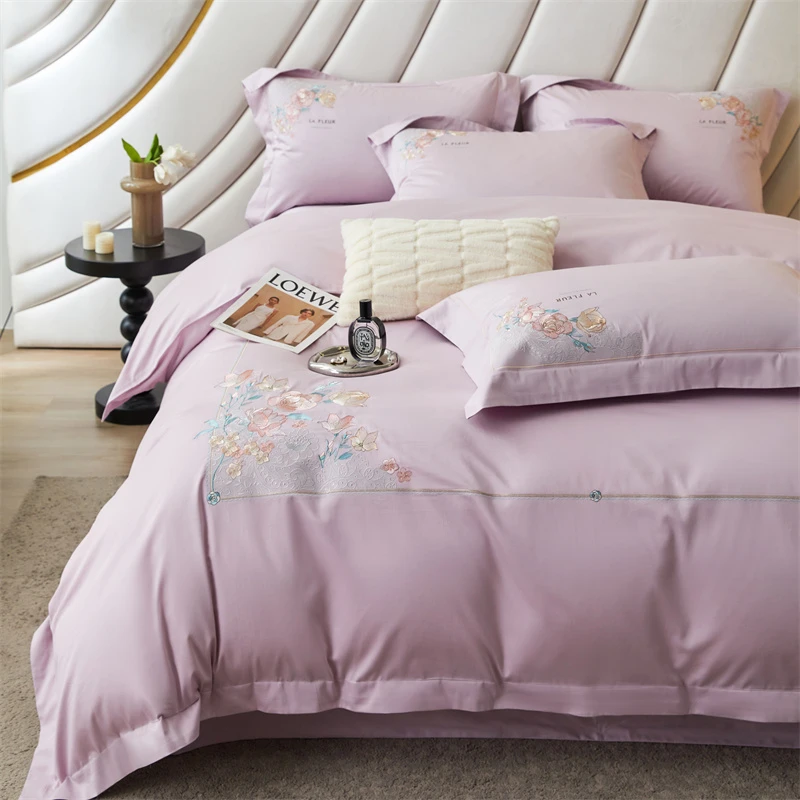 轻奢180s匹马棉纯棉四件套高级感刺绣全棉斜纹高档床品被罩结婚用
