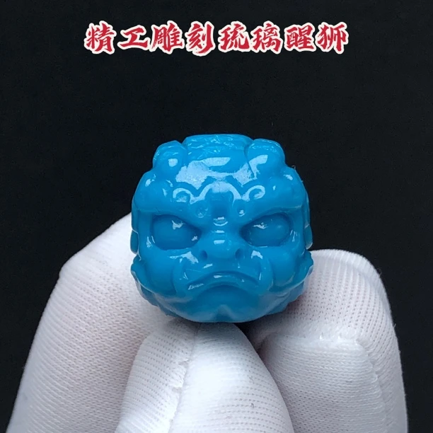 精工雕刻琉璃醒狮貔貅珠圆珠隔珠金刚星月猴头单圈核桃手持配珠