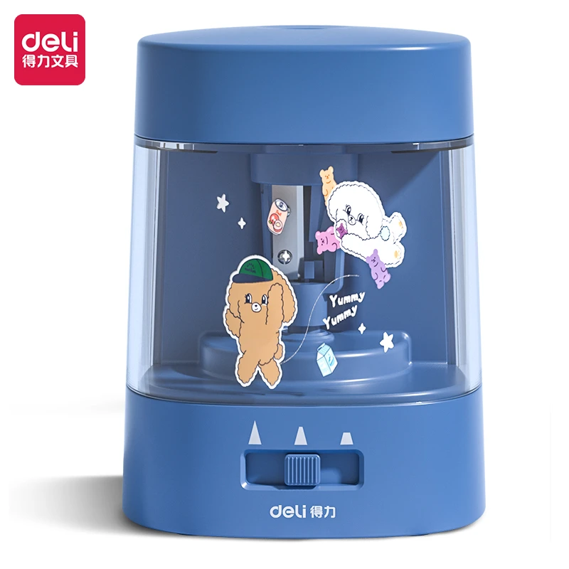 Deli/得力68658A电动卷笔刀(蓝 红色)开学好物开学必备学习用品