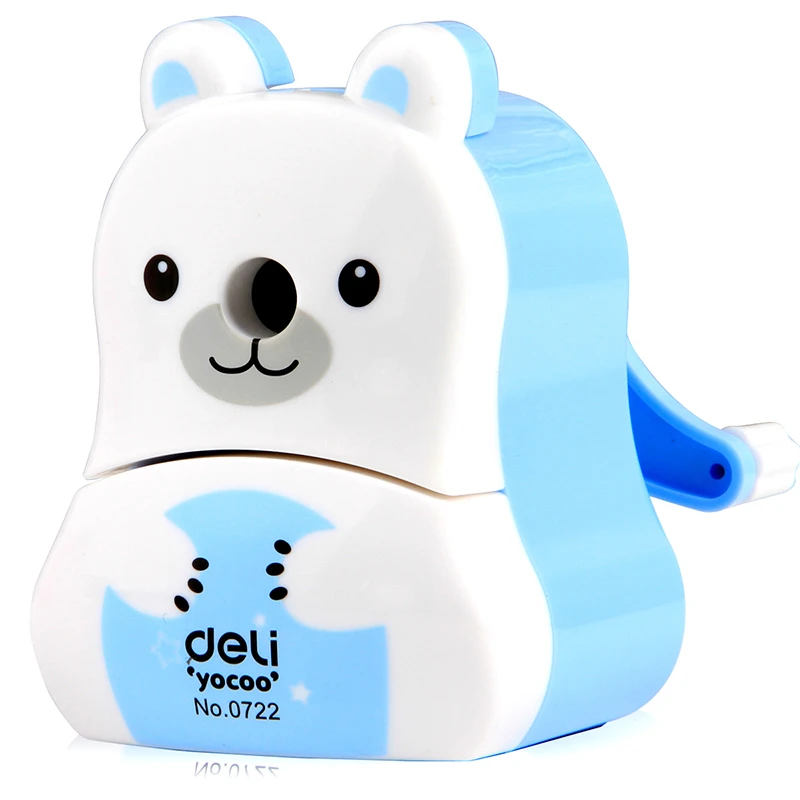 Deli/得力小熊削笔器削笔机简约卡通开学必备学习用品0722转笔刀