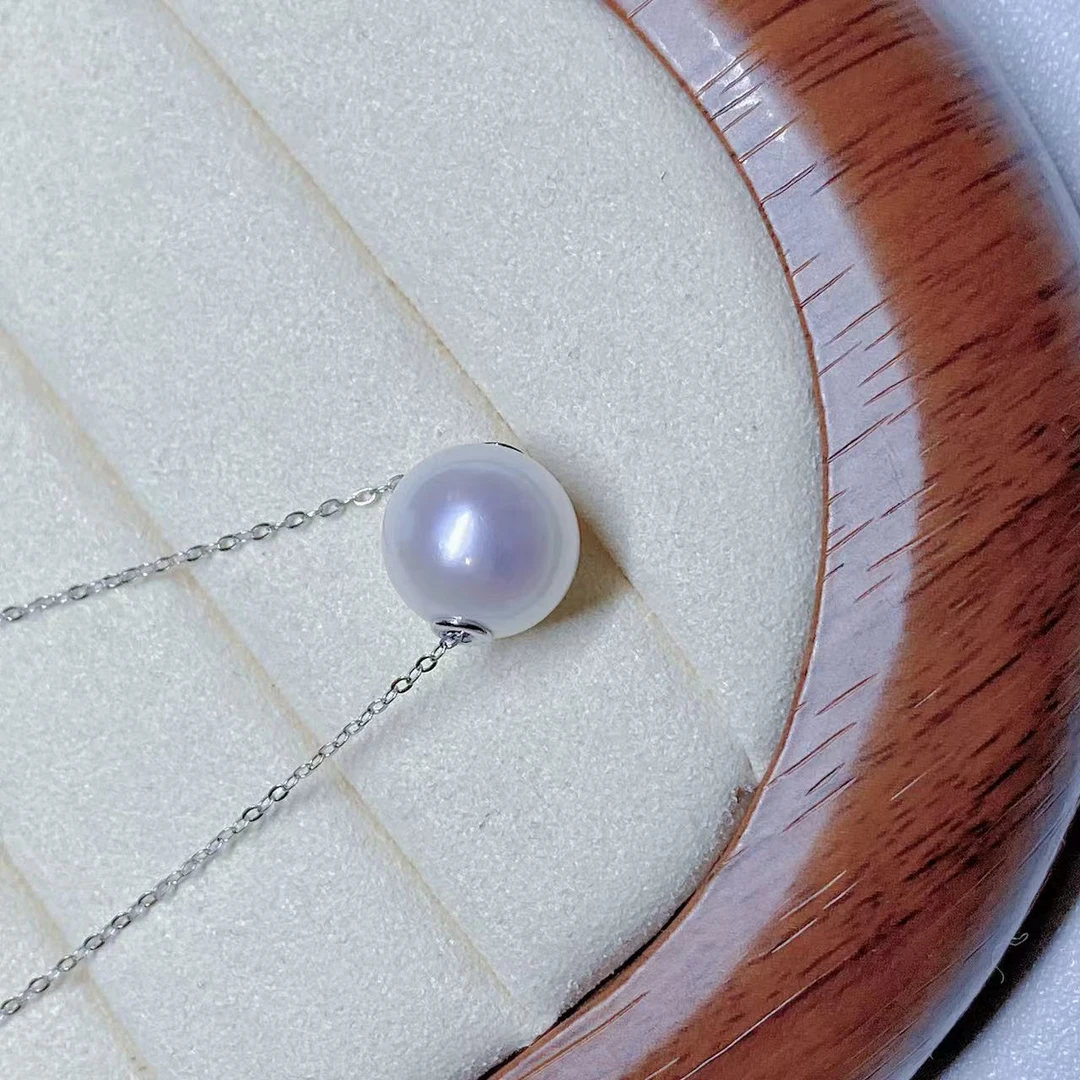 S925银正圆微瑕大龙珠经典淡水珍珠路路通项链11-12MM性价比首选