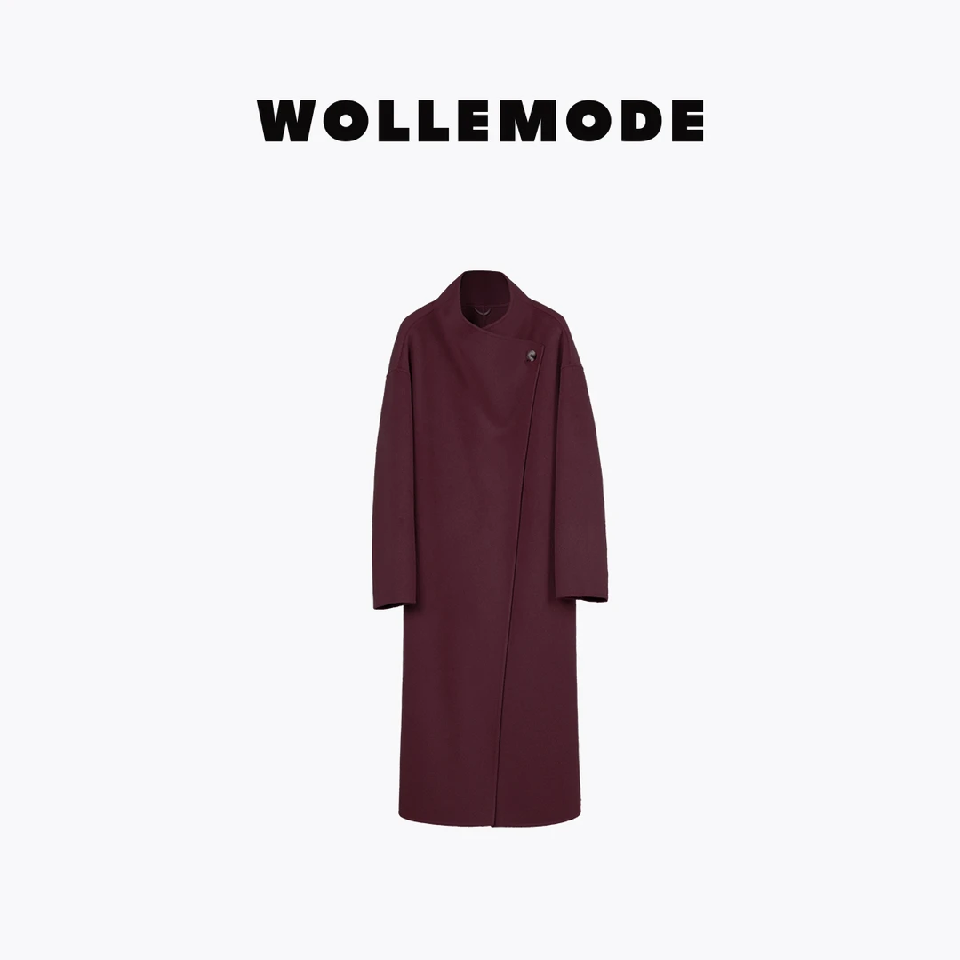 wollemode巴黎夜影 气质羊毛双面呢大衣女中长款2025冬新款配腰带