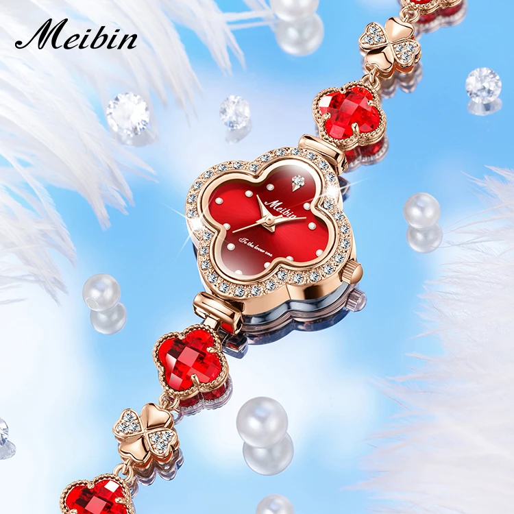 MEIBIN/美宾（小赖）M1788-宝石夜光腕表轻奢珠宝扣女士石英腕表