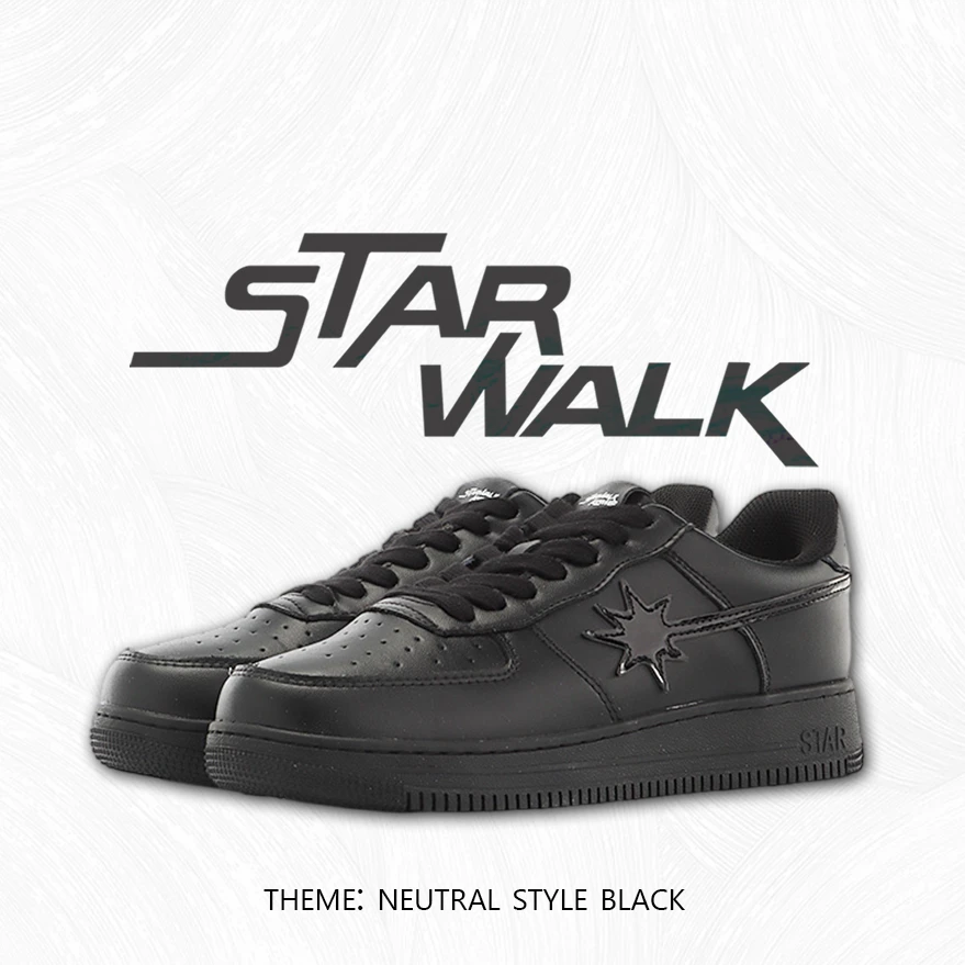 STARWALKANSWER.黑武士休闲板鞋百搭厚底小白鞋女款德训鞋子正版