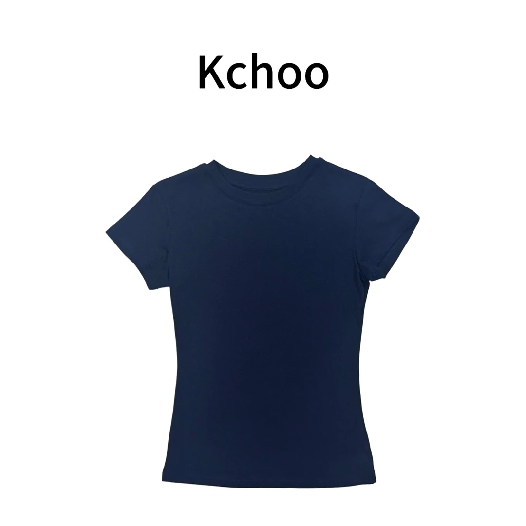 Kchoo'修身小圆领'100棉高品质纯色无痕短袖体恤