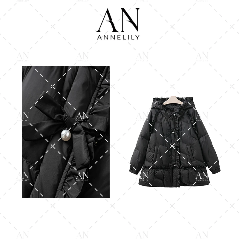 ANNELILY【若舒】秋冬新款上新气质轻奢百搭羽绒服外套AW2411017