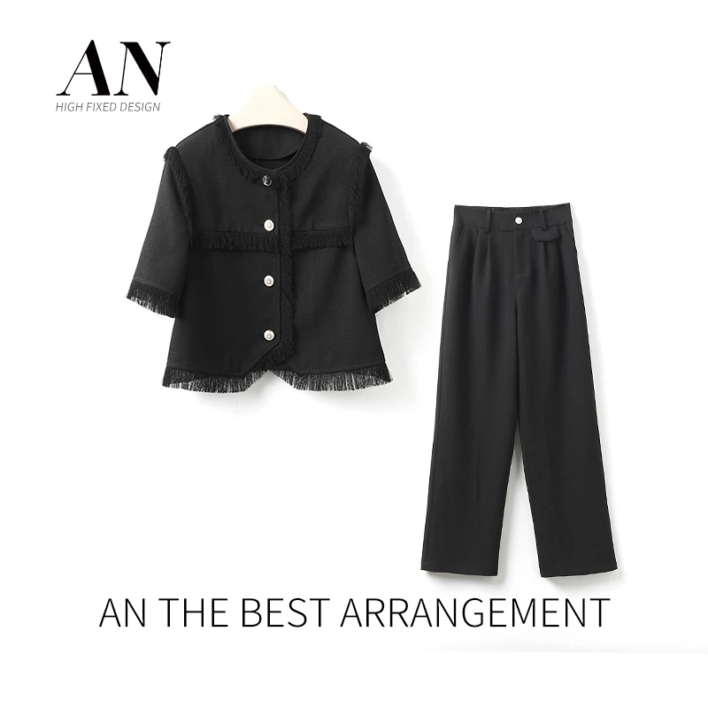 AN高定【江柠】时尚设计师款高定韩版套装AT2304030