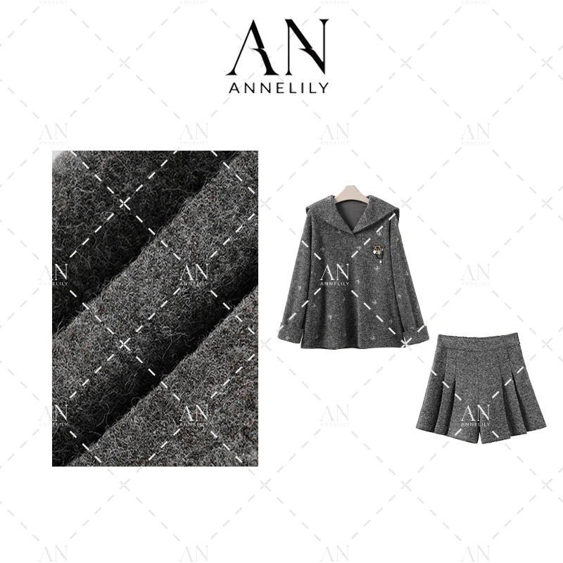 ANNELILY【嘉言】设计师款休闲百搭气质短裤套装AT2410132