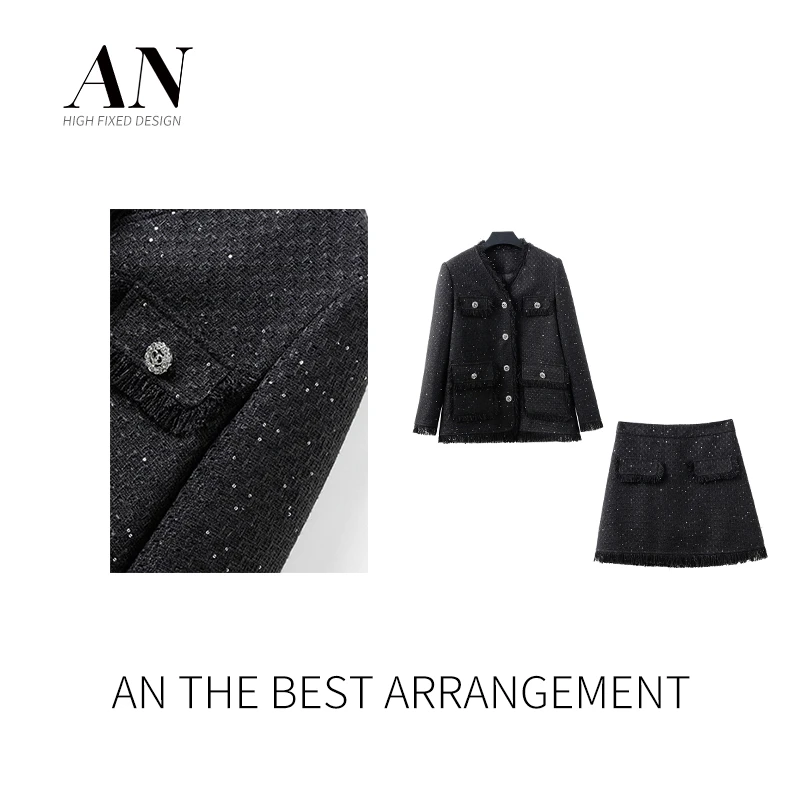 ANNELILY【凌云】时尚设计师款气质百搭设计感羽绒套装AT2310081