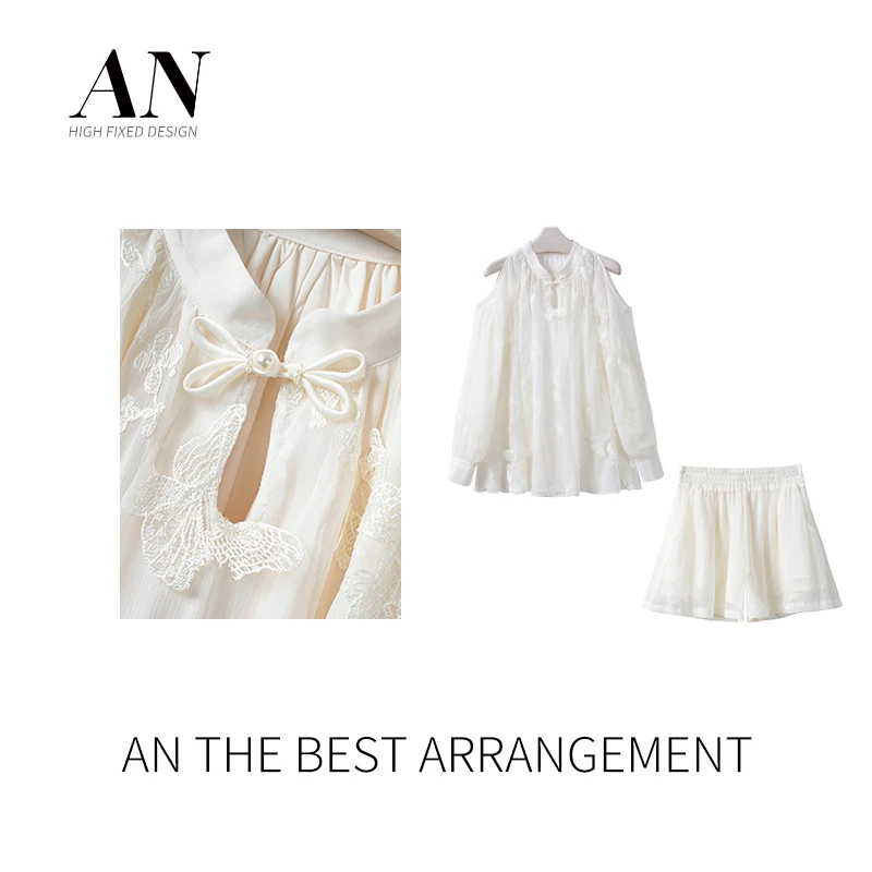 AN定制【晴苏】春季新款气质百搭轻奢国风短裤套装AT2403123