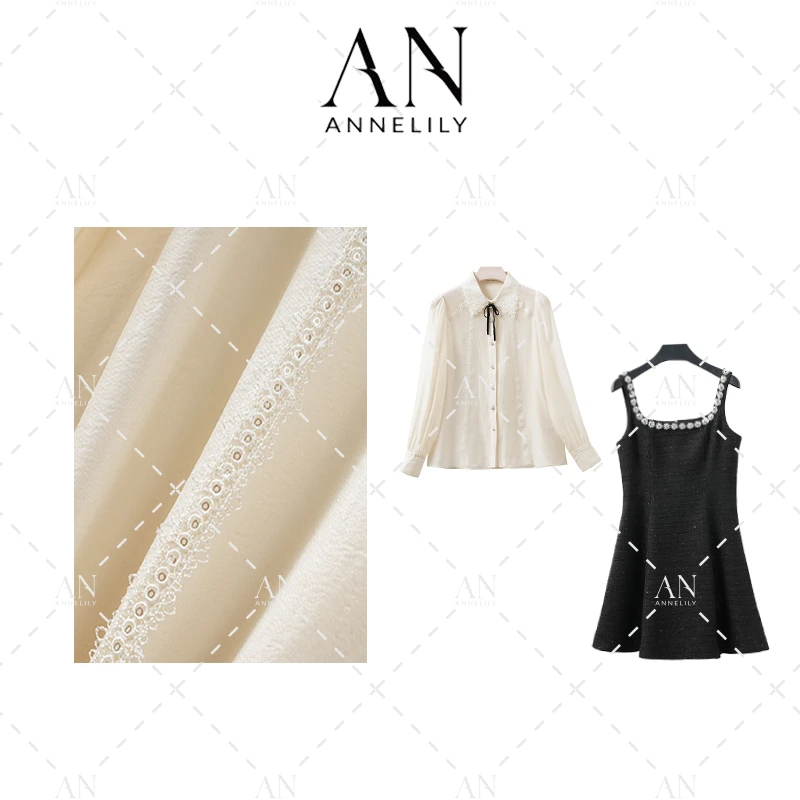 ANNELILY【雪晴】时尚百搭松弛感显瘦衬衫连衣裙套装AT2409060
