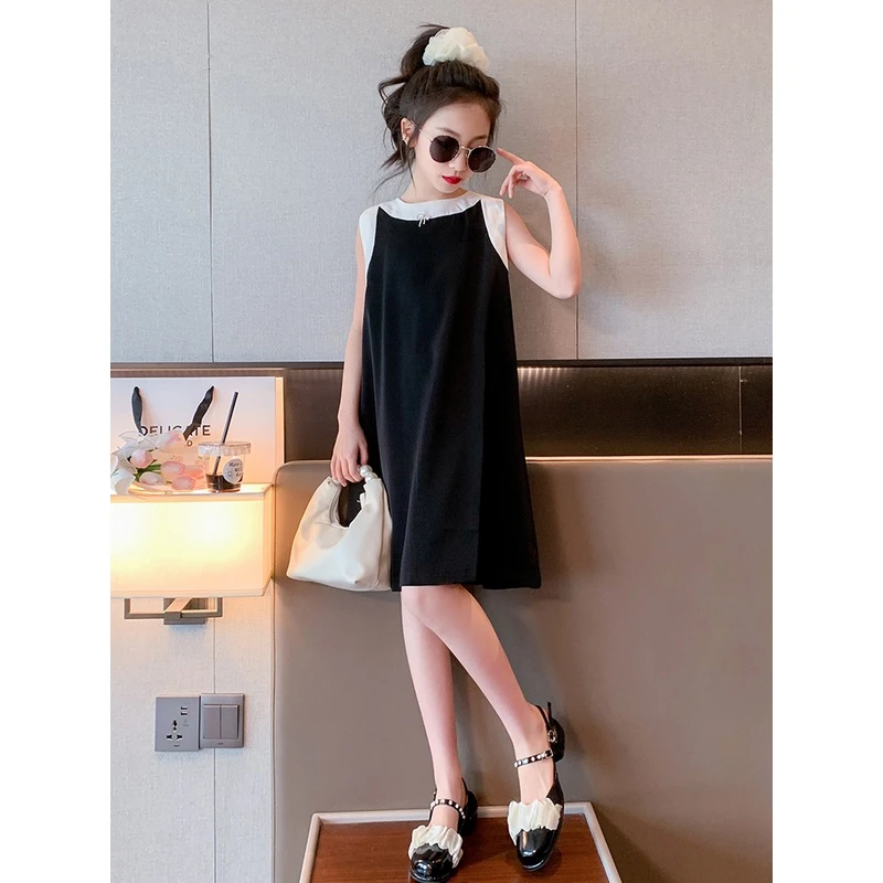 女童裙子无袖夏款连衣裙2025新款夏装中大童雪纺裙薄款背心裙炸街