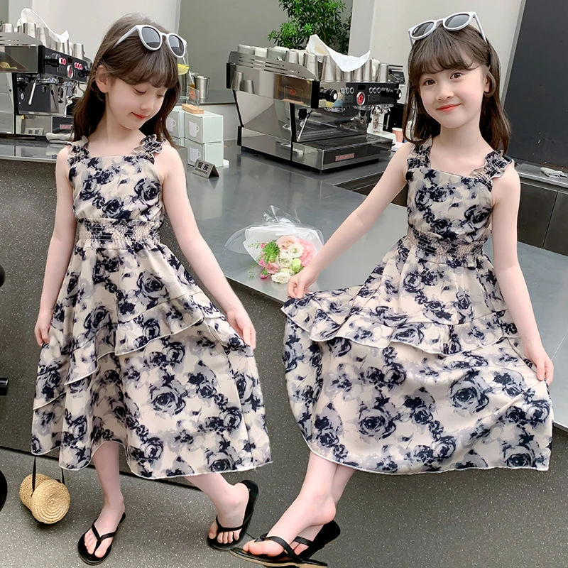 女童夏季雪纺连衣裙2025新款洋气女大童中国风裙子夏装儿童公主裙