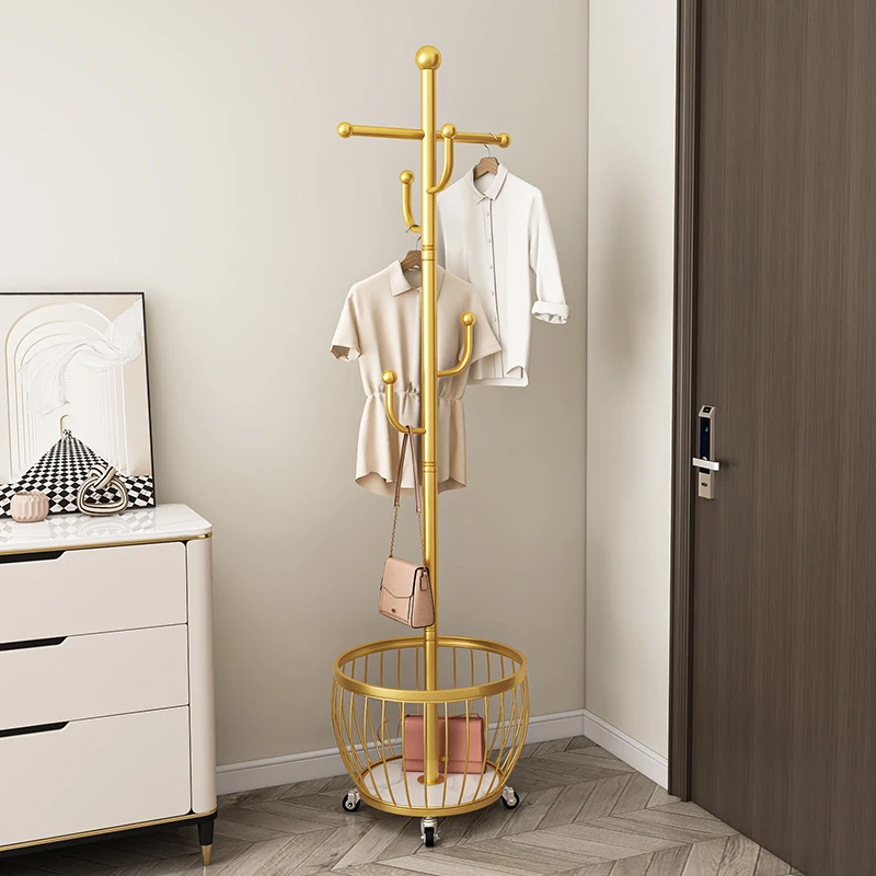 衣帽架落地卧室客厅简易收纳挂衣服架子家用单杆立式门后挂衣架子
