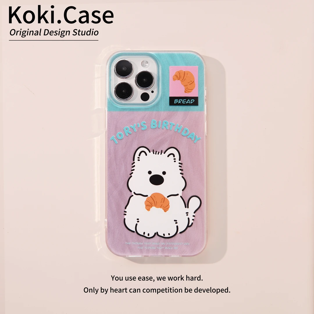 可颂西高地适用苹果16/15华为荣耀oppo小米vivo一加羽纱纹手机壳