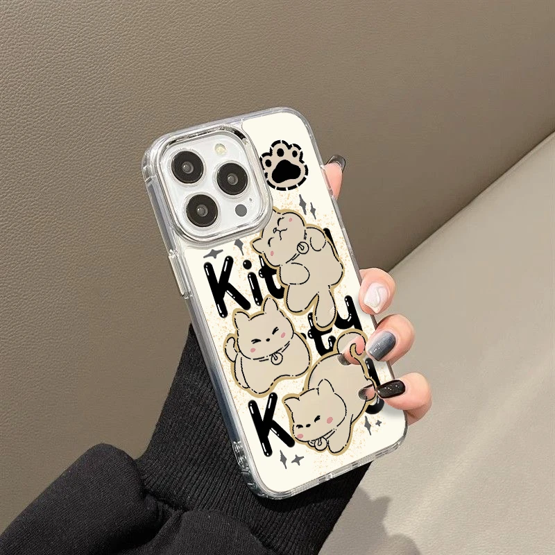 适用苹果15华为oppo小米vivo小胖猫卡通可爱个性女镜面手机壳