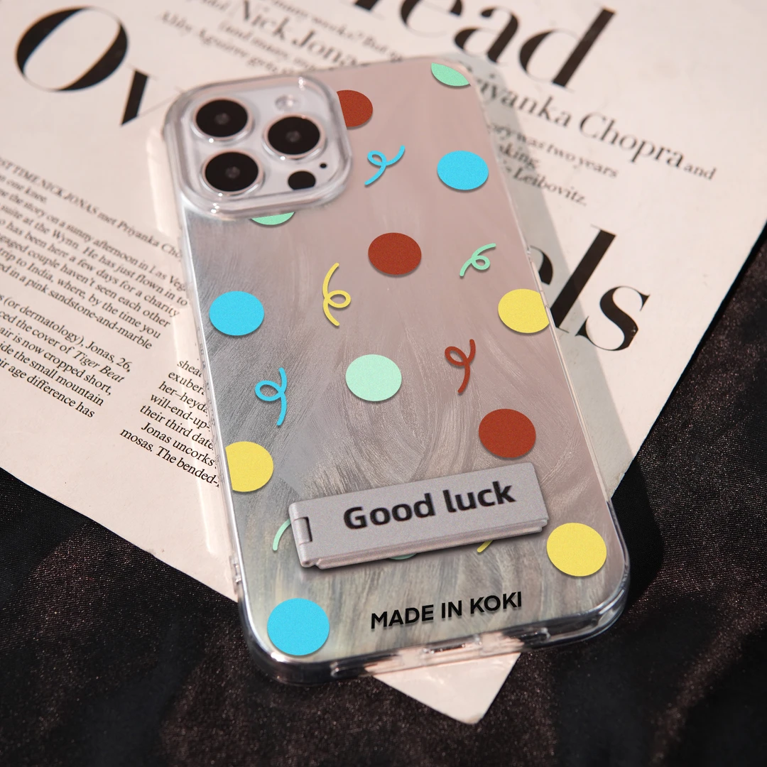 彩色波点适用苹果华为oppo小米vivo一加iphone15羽纱支架手机壳