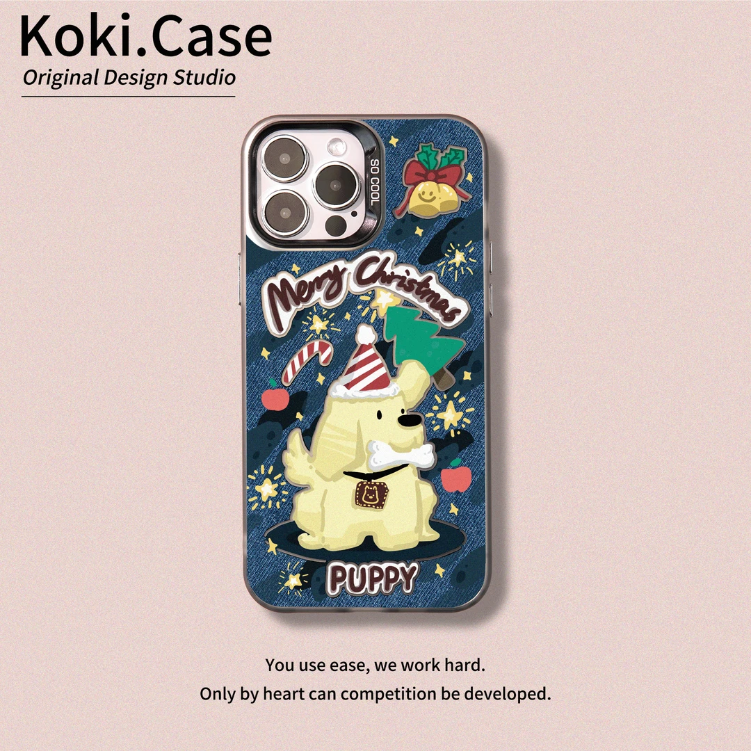 适用苹果16华为荣耀oppo圣诞小狗卡通创意个性情侣手机壳女款