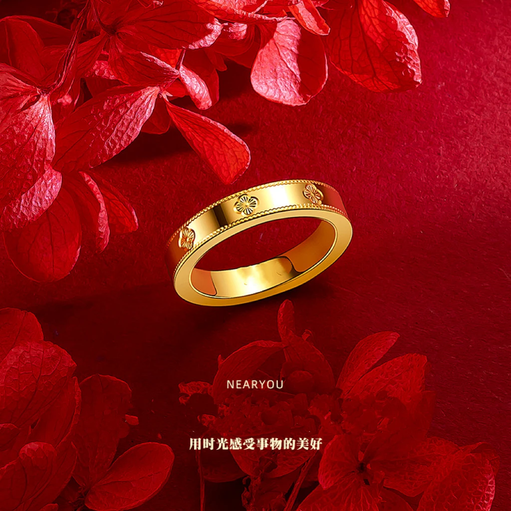 【元旦福利】时尚闭口对戒轻奢四叶草戒指情侣同款