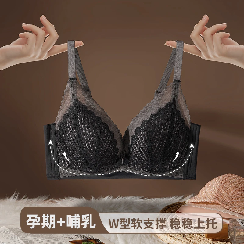 无钢圈哺乳内衣女怀孕期蕾丝防下垂产后喂奶专用聚拢文胸夏季薄款