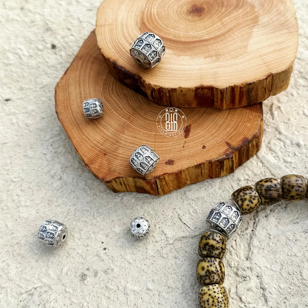 925银银制品 万佛朝宗隔珠手串顶珠108配珠腰珠藏风搭配文玩配饰