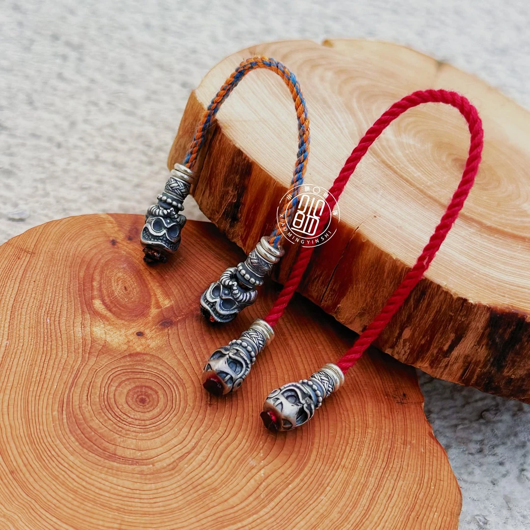 925银银制品 大鹏鸟男爵弟子珠复古藏风弟子珠藏传吊坠时尚手持