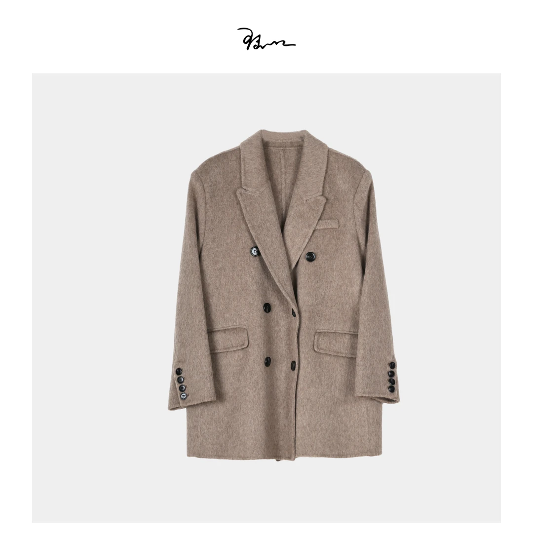 陆一口客供排扣羊毛大衣外套