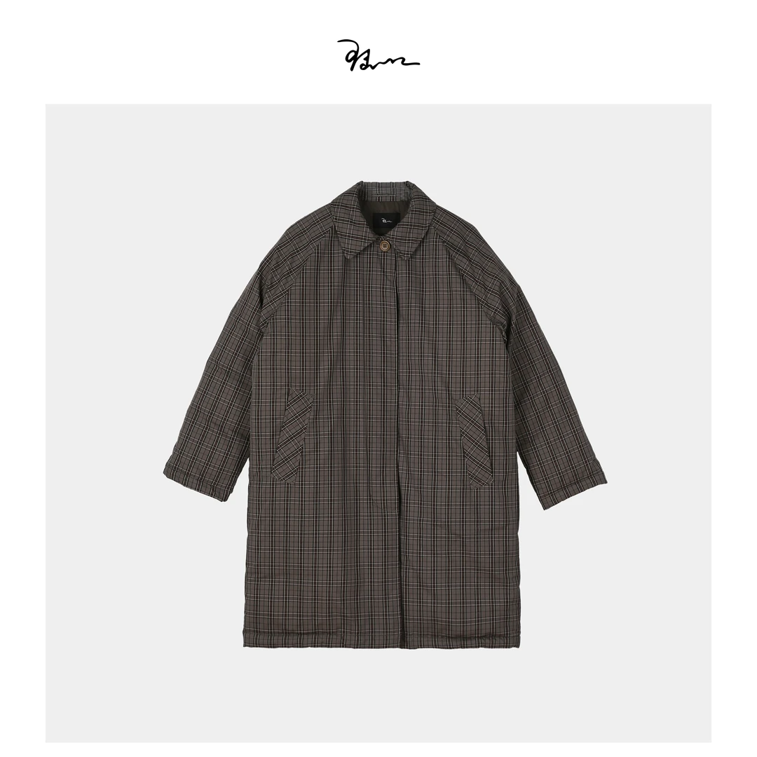 【格子】陆一口女装高端定制长款被子格纹鹅绒服