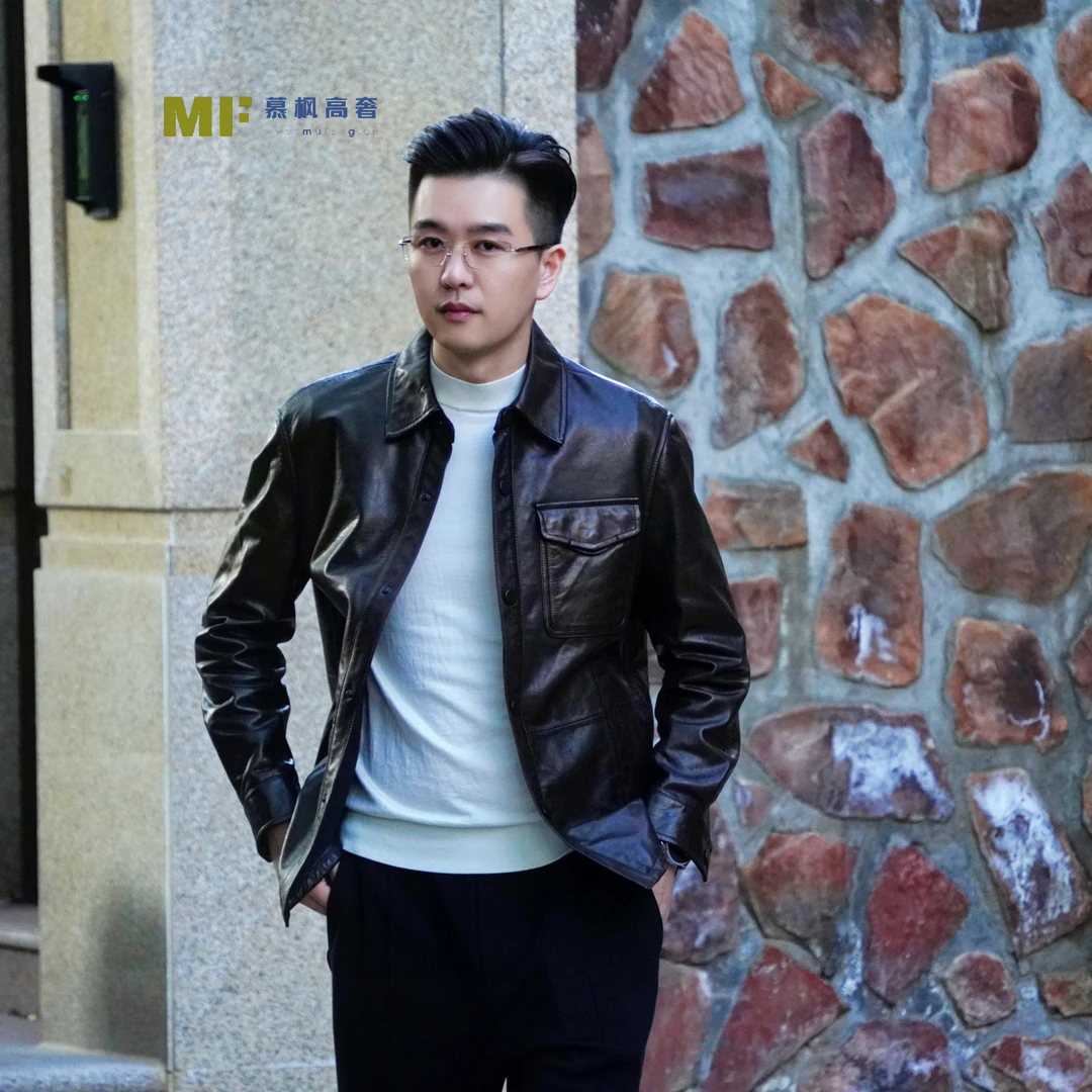 LP高奢*进口土耳其绵羊皮甩皮工艺真皮男士秋冬衬衫皮衣外套689