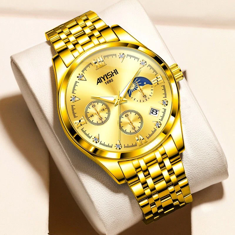 瑞士注册品牌全自动时尚高级男表日历防水钢带腕表