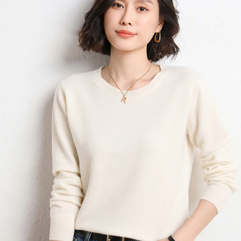 33480套头圆领长袖风情通勤女针织衫修身韩版圆领弹力打底