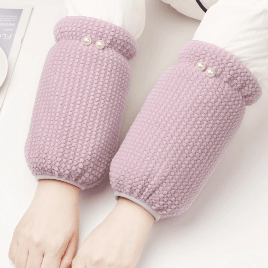 短款珍珠绒布袖套女士冬季防污套袖办公室上班防脏袖头羽绒服护袖