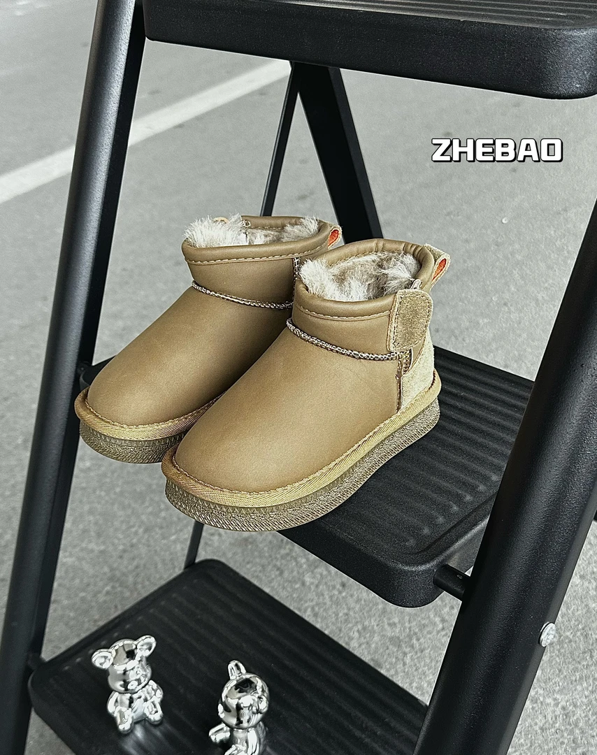 【哲豹】新款冬季时尚保暖双码加厚短靴防滑潮流童鞋欧版雪地靴
