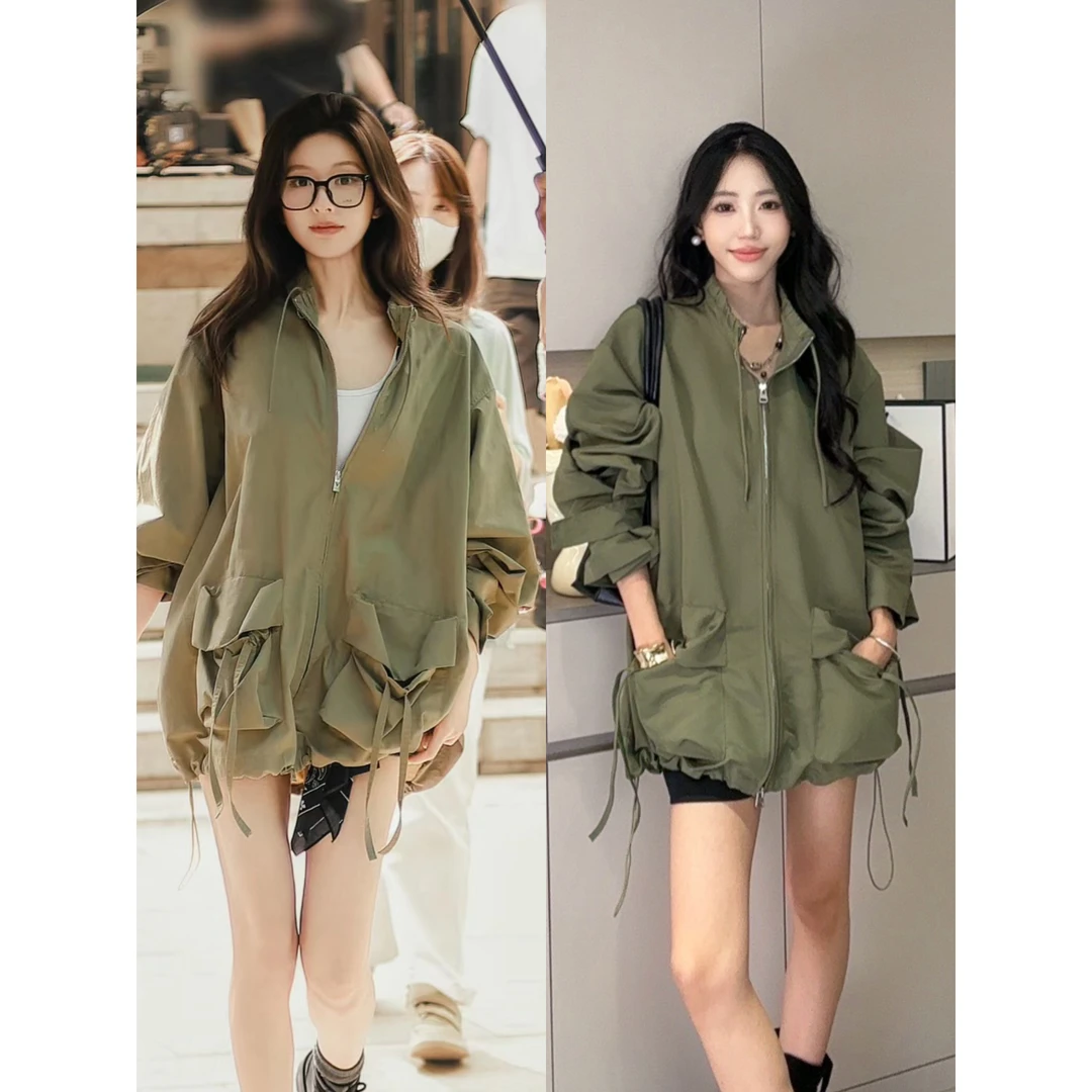 赵露思同款抽绳风衣显瘦时尚休闲小众外穿薄款宽松韩版百搭设计感