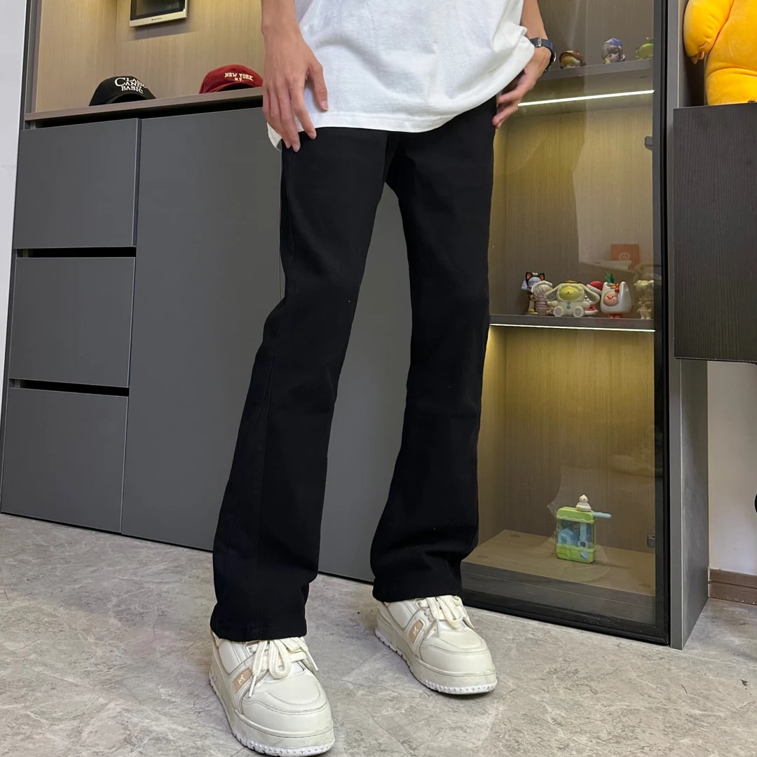 西几同款 2025年夏季新款微喇纯色牛仔裤修身高腰休闲潮流长裤