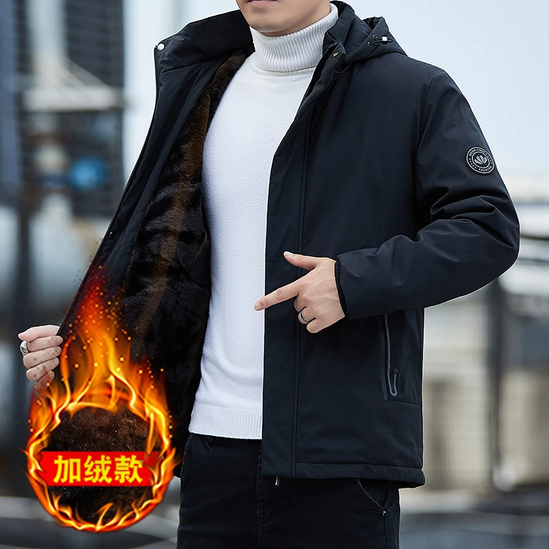 罗蒙外套男冬季加绒加厚夹克爸爸棉衣中年休闲大码保暖棉袄男士