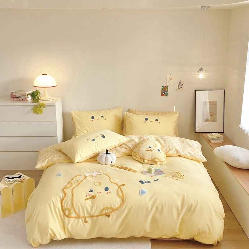 A类卡通儿童床单被套床上四件套100纯棉全棉水洗棉床笠小清新夏季