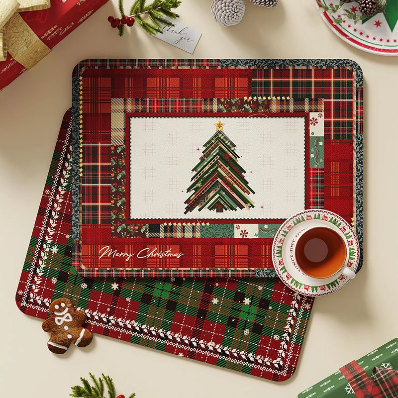 迪玛森圣诞皮革餐垫家用西餐垫圣诞节隔热餐桌垫