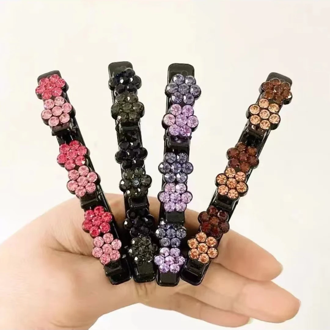 【买一送一】气质碎发夹边夹花朵编发发夹茉莉发卡百搭韩版满钻镶钻