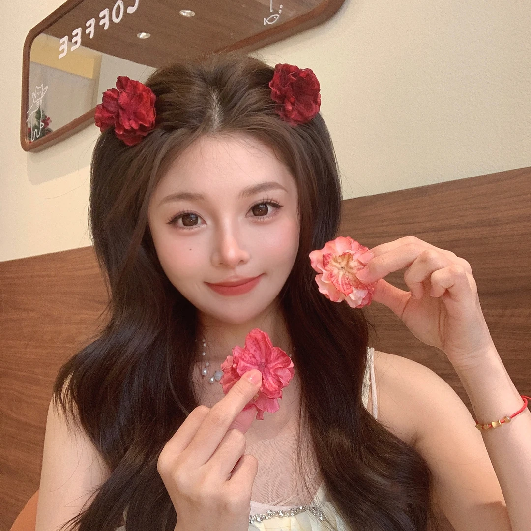 超仙发饰春日清冷感花花发夹高颜值甜美仿真花朵小抓夹刘海侧边夹