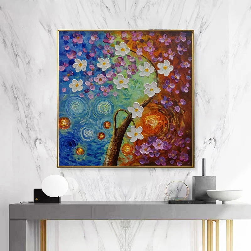 339-1星空之花手绘油画轻奢画简美式背景画高级感画铝合金