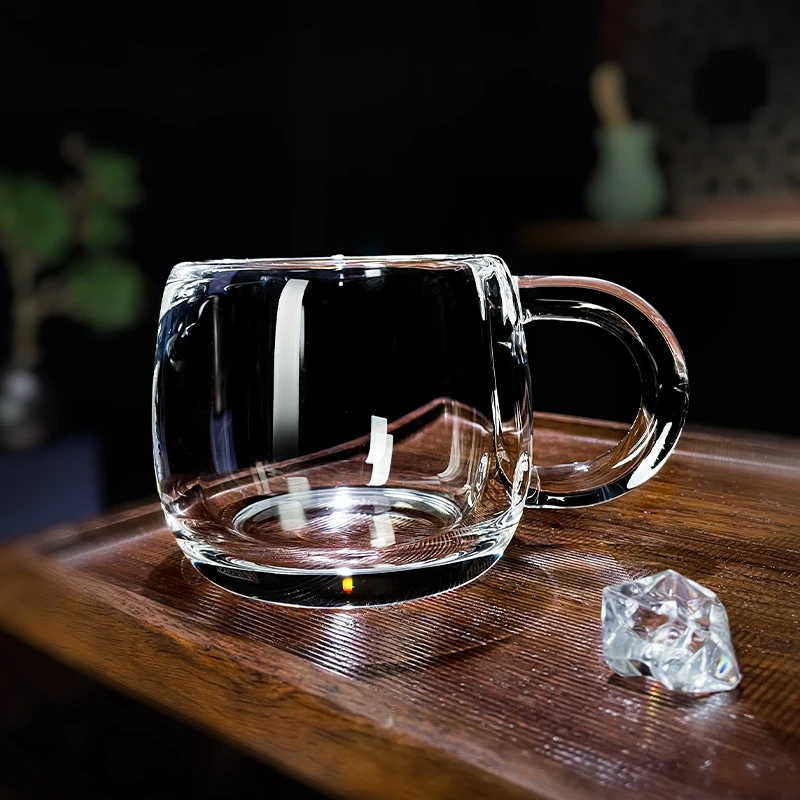 安享生活原矿水晶杯高档原石把手牛奶杯水杯男士杯子水晶茶杯茶具
