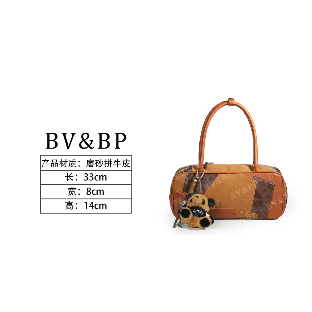 BV&BP· 原创设计 真皮高定手提单肩包   BV003-咖色