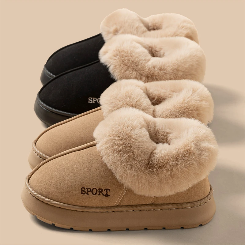 2025新款棉鞋女士冬季居家居保暖加绒毛毛防滑外穿包跟防水棉拖鞋