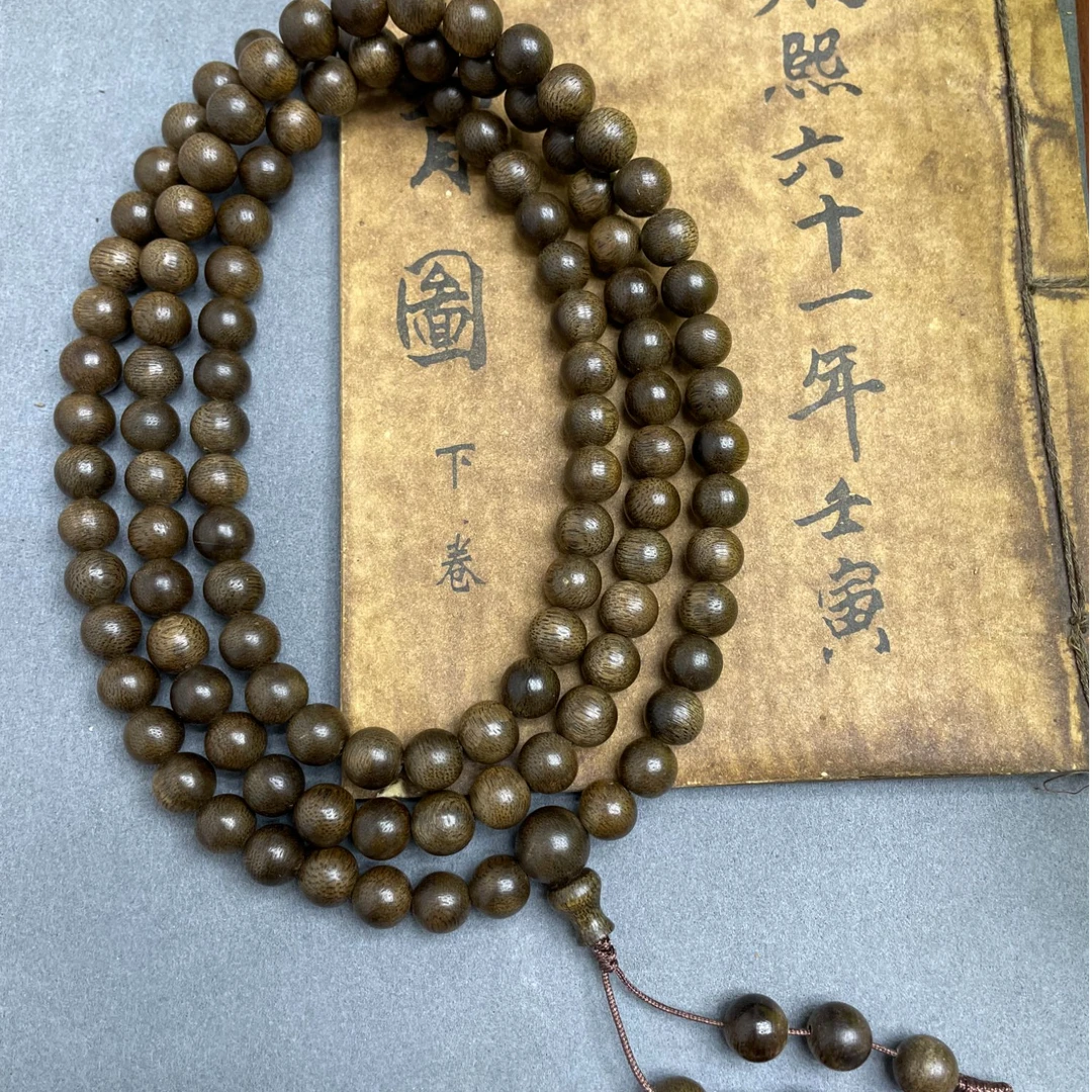 越南芽庄白棋楠（金沙叶）0.8/108颗沉香手链规格尺寸