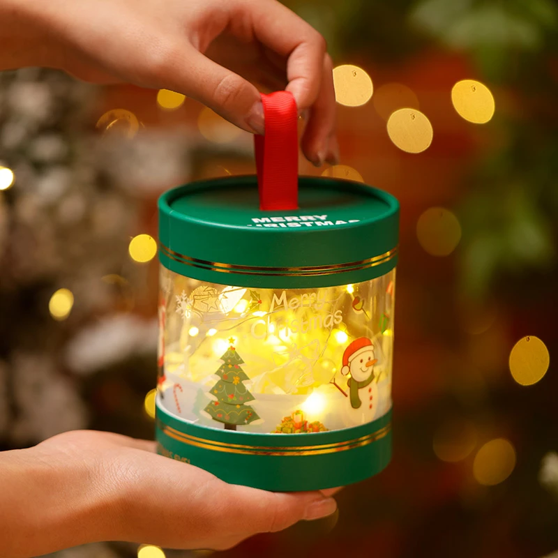 平安夜苹果盒圣诞节礼品盒透明发光糖果盒高档礼物包装盒空盒子